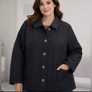 Chico’s Women’s Quilted Barn Jacket Medium Weight Black Casual Blk Size Chicos 4